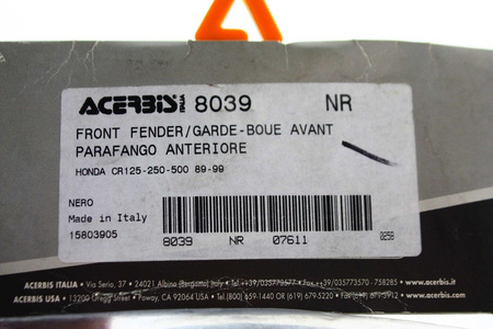 przedni błotnik HONDA CR czarny CR 125-250-500 89-99