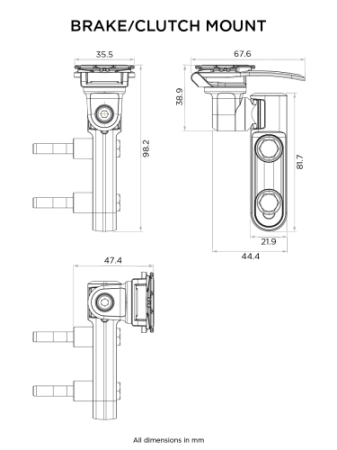 Podstawa montowana w obejmie pompy hamulca/sprzęgła Quad Lock®