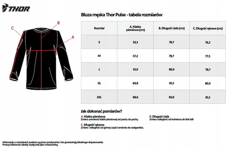 BLUZA CROSS ENDURO THOR PULSE HAZRD RED S