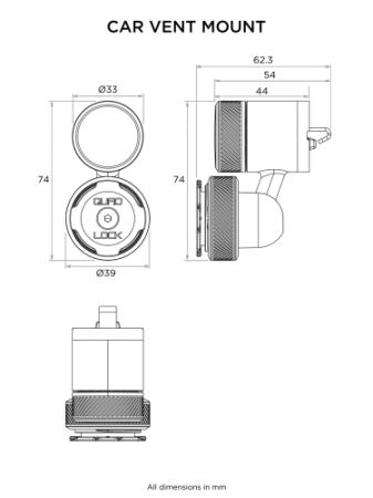Podstawa w kratkę wentylacyjną samochodu Quad Lock®