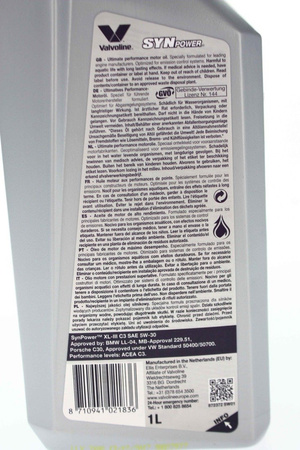 Nowy/Valvoline SYNPOWER 4T SAE 5W30 / 1L olej syntetyczny