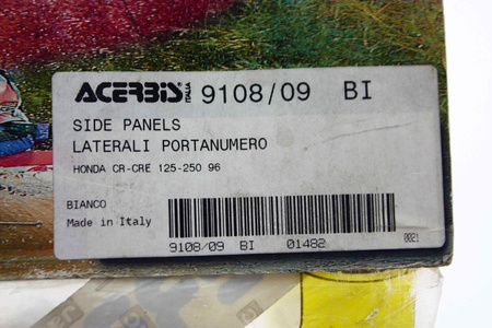 Panele boczne Honda CR-CRE 125-250 96 biale