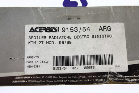 Acerbis owiewki chłodnicy pasują do KTM Sx szare 1999
