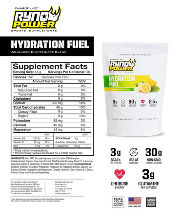 Ryno Power suplement diety Hydration Fuel - Lemon Lime 0,9kg / 20 porcji
