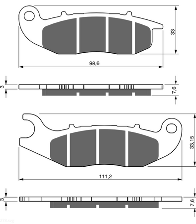 KH465 Klocki hamulcowe GOLDfren 278