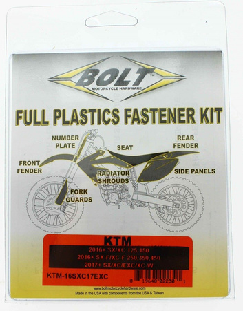 BOLT USA pełny zestaw śrub do plastików pasuje do KTM 2003-2016