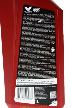 Nowy/ Valvoline MAXLIFE SAE 5W40 syn 1L