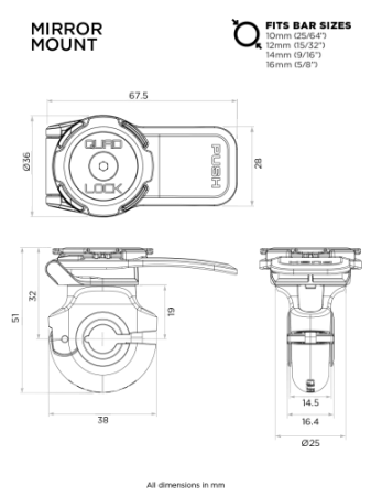 Podstawa montowana na lusterku Quad Lock® (V2)
