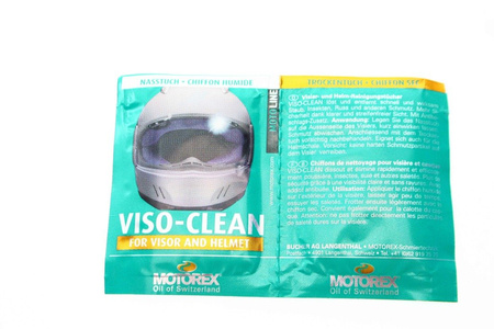Motorex Visio Clean, chusteczka nawilżona oraz sucha do wytarcia.