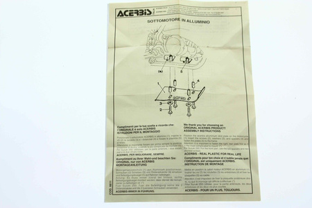 S004 Płyta aluminiowa Acerbis Honda cr 250 92/96