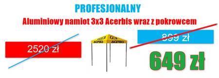 Profesjonalny namiot Acerbis z pokrowcem na kółkach, aluminiowy profil, 3x3m