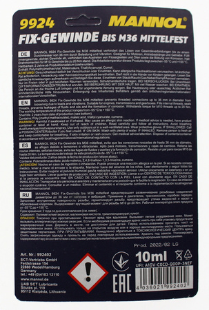 Mannol 9924 Klej do gwintów średni niebieski 10ml