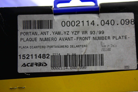 Yamaha plastron YZ 85; 98-99