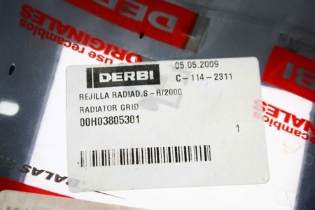 Water cooler grille Derbi/Aprilia/Gilera Orginal 00H03805301