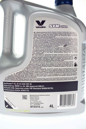 Nowy/Valvoline SYNPOWER 4T SAE 5W30 / 4L olej syntetyczny
