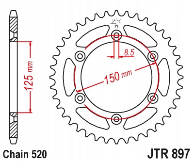 ZĘBATKA NAPĘDZANA JT SPROCKETS TYLNA JTR897.51SC