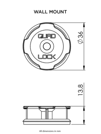 Samoprzylepna podstawa ścienna Quad Lock® ( dwupak) (V2)